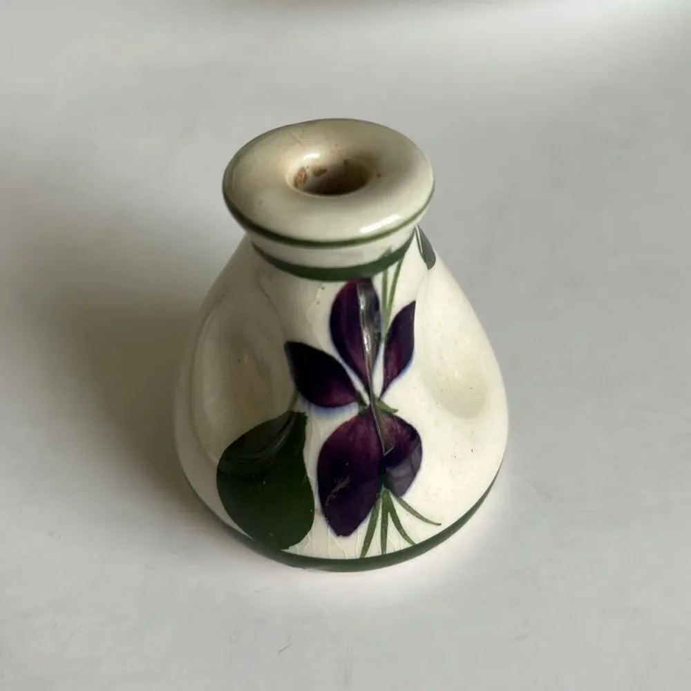 Set of 2 Vintage Devon Violets Miniature Vase Scent Bottle Vase Pottery Britain